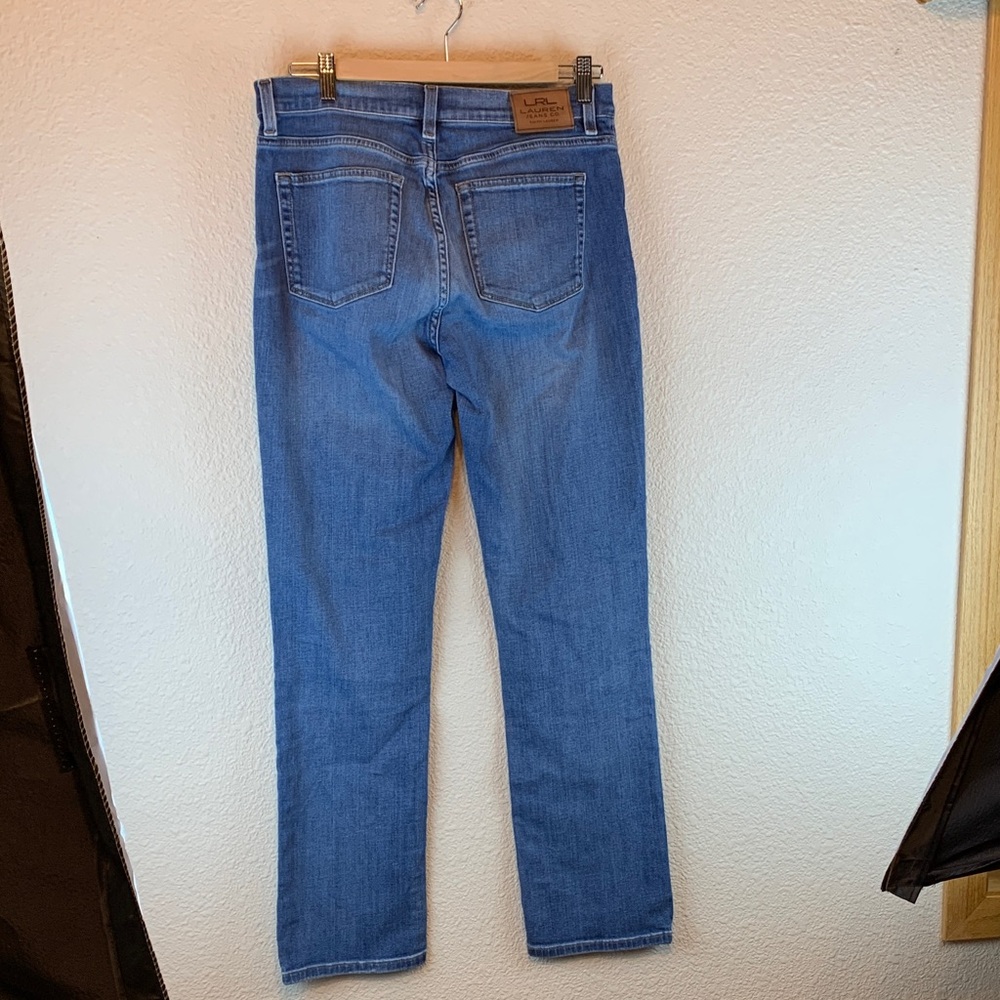 Ralph Lauren Women's classic straight jean sz 8 medium wash midrise work *flaw - Picture 3 of 8